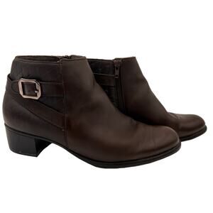 Munro Women's Brown Leather Buckle Booties Boots Size 9